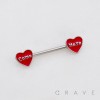 HEART SHAPE CUM HERE ENGRAVE NAUGHTY 316L SURGICAL STEEL NIPPLE RING SHIELD